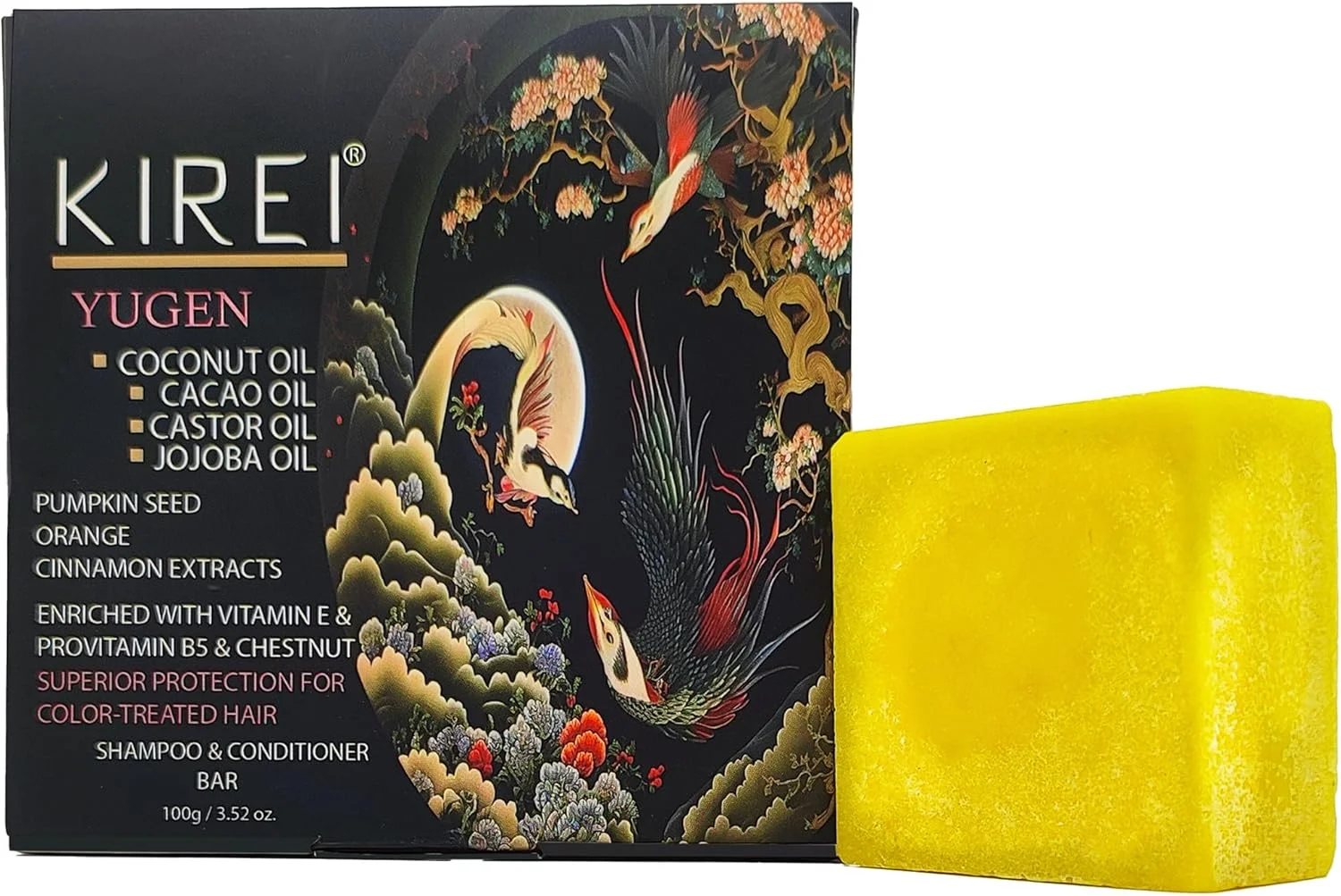 شامپو بار روغن کرچک برای موهای رنگ شده، محافظت از رنگ مو، ترمیم آسیب دیدگی، شامپو و نرم کننده 2 در 1، مرطوب کننده و آبرسان، کاملا طبیعی، وگان، کرچک/جوجوبا/نارگیل/کاکائو یوگن 100 گرمی