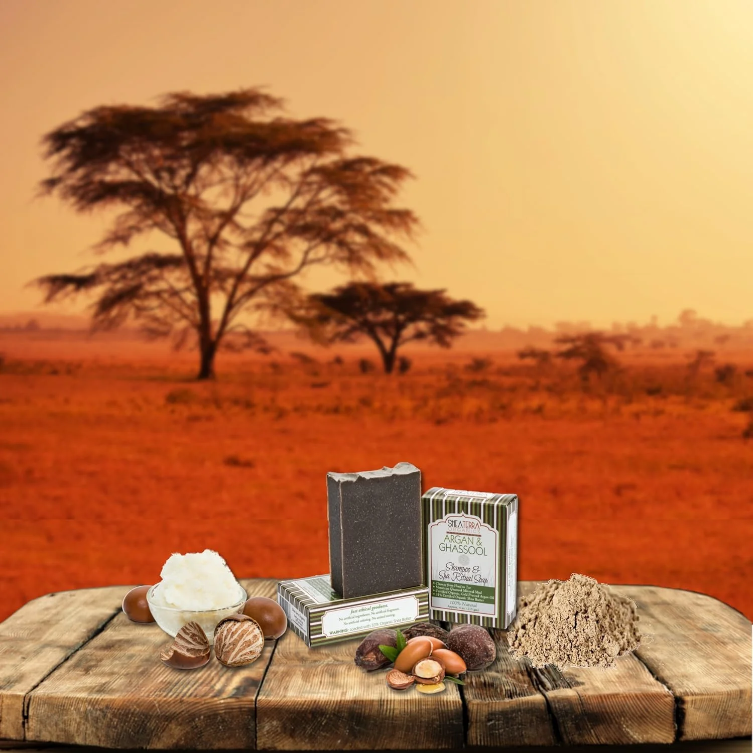 شامپو آرگان و رس شیا ترا ارگانیکس و صابون آیین اسپا | بار همه کاره مو و بدن | مناسب برای انواع پوست - 4 اونس