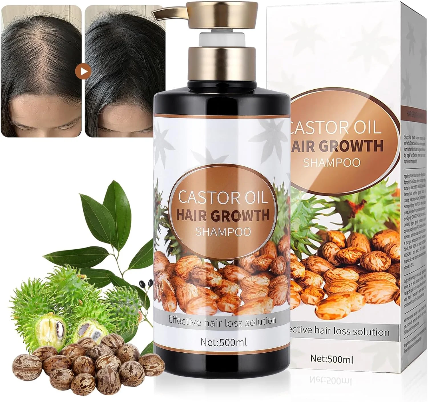 شامپو رشد مو، شامپو روغن کرچک برای رشد مو، شامپو ضد ریزش مو تقویت کننده ریشه مو، شامپو برای موهای نازک برای زنان تغذیه کننده موهای خشک برای موهای نازک، مناسب برای زنان و مردان