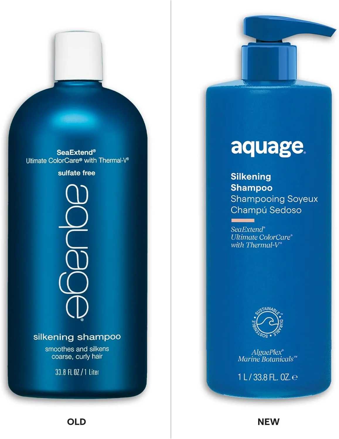 شامپو ابریشمی کننده SeaExtend آکواژ، 1000 میلی لیتر، شامپو لوکس که از محو شدن رنگ و آسیب ناشی از حرارت جلوگیری می کند، فناوری Thermal-V حرارت را مسدود می کند