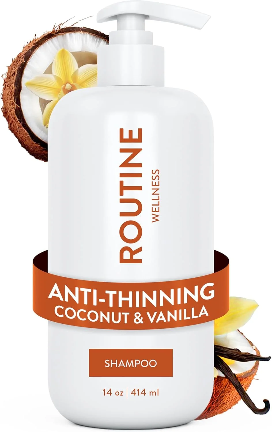 شامپو ضد ریزش مو روتین ولنس برای موهای نازک - مسدود کننده DHT بیوتین برای زنان و مردان - شامپو ایمن برای رنگ مو، مناسب برای ریزش مو و رشد سالم - نارگیل و وانیل - 414 میلی لیتر