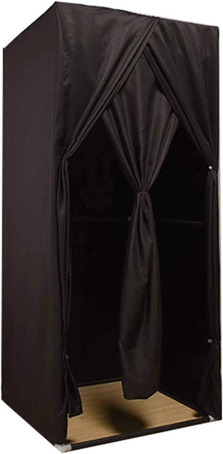 اتاق پرو مربع ساده YXYECEIPENO، اتاق رختکن قابل حمل، جنس دو طرفه، درجه سایه اندازی بالا و بادوام تر، اتاق پرو ساده با کیت پرده درب و قفسه فلزی تاشو