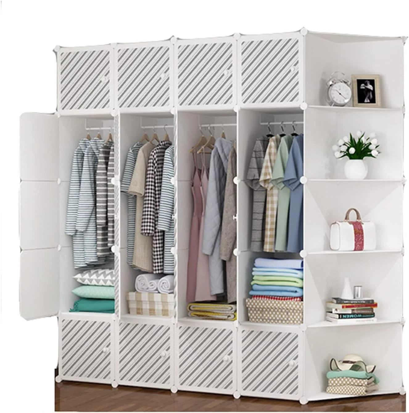 کمد لباس ساده YXYECEIPENO، قفسه ذخیره سازی مکعبی، تک شبکه ای Rongli 55L، قاب ضخیم، قفسه کتاب مدولار، قفسه های ذخیره سازی با در برای اتاق خواب، اتاق نشیمن و دفاتر