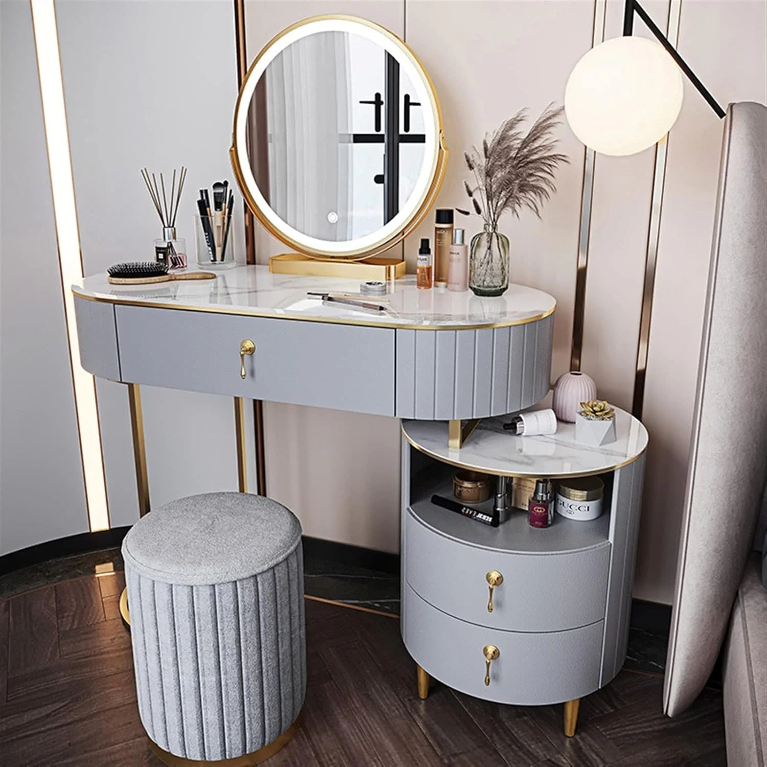 میز آرایش VFNRESW، میز تحریر مدرن و مینیمال، مناسب اتاق خواب، میز نورپردازی و ذخیره سازی (2)