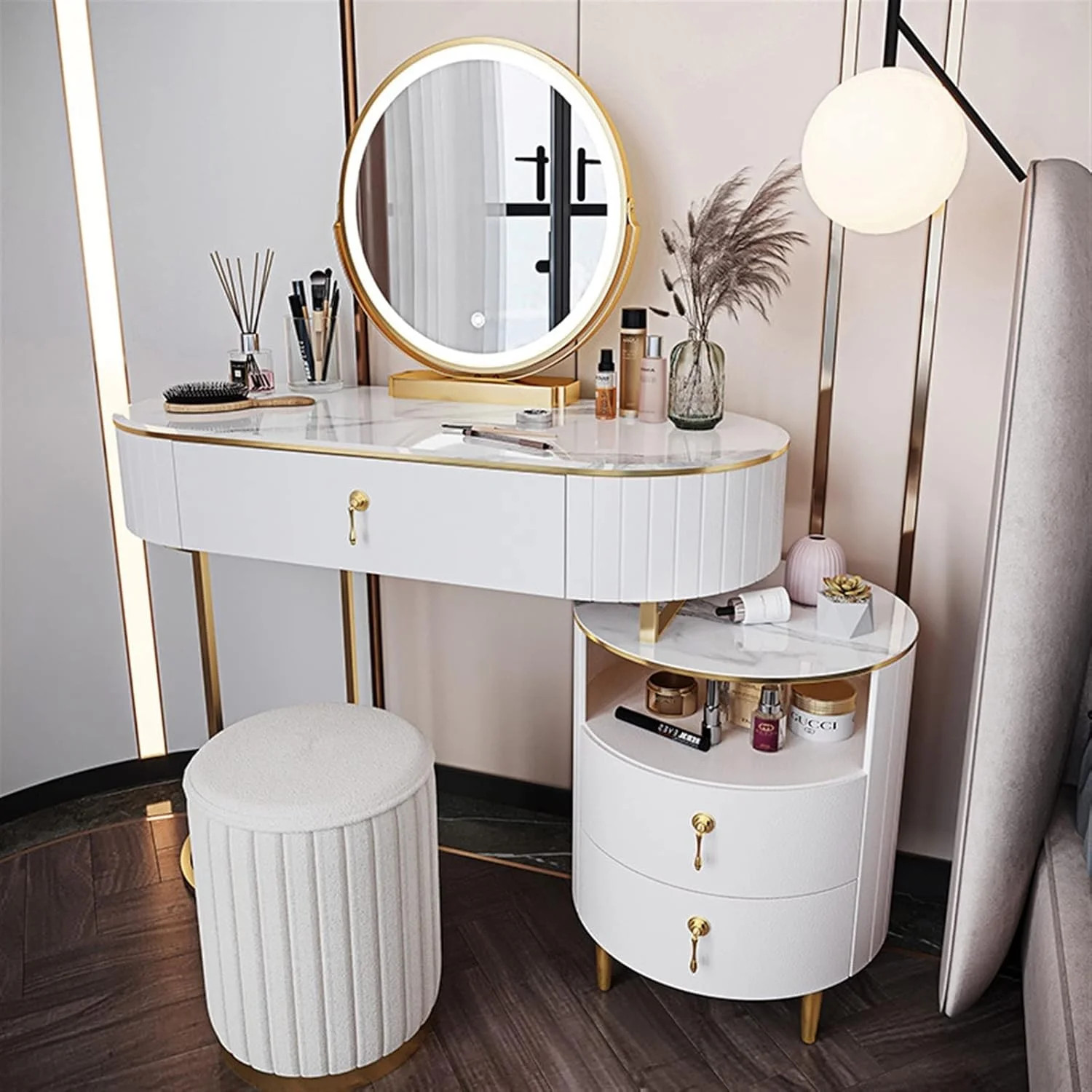 میز آرایش VIZCO، میز توالت مدرن و مینیمال، مناسب اتاق خواب، میز تحریر و کمد لباس (رنگ: 4)