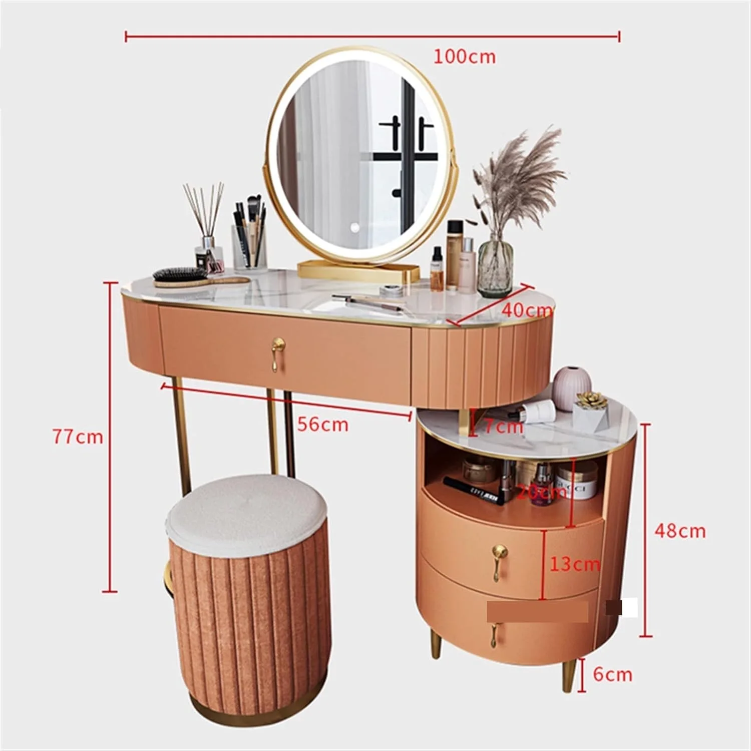 میز آرایش VIZCO، میز توالت مدرن و مینیمال، مناسب اتاق خواب، میز تحریر و کمد لباس (رنگ: 4)