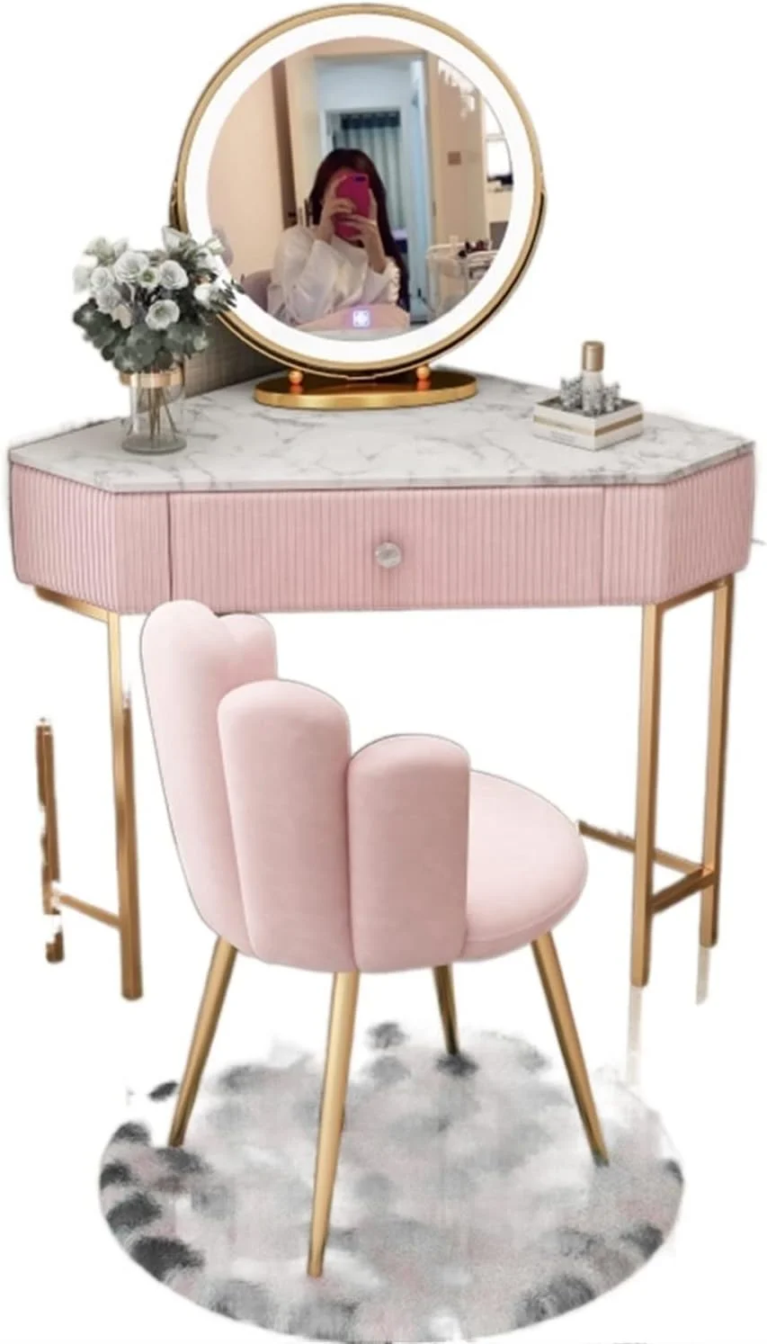 میز آرایش VIZCO نور مثلثی کمد لباس مدرن ساده گوشه آپارتمان کوچک کمد لباس میز توالت مبلمان اتاق خواب (رنگ: تک رنگ)