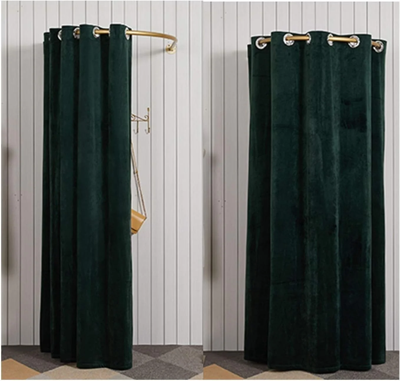 اتاق پرو U شکل، اتاق پرو ساده سایه انداز آفتاب برای فعالیت های اداری و فضای باز، قاب ضخیم تر، مونتاژ آسان، اتاق پرو ساده با کیت پرده درب و قفسه قاب فلزی اتاق تاشو