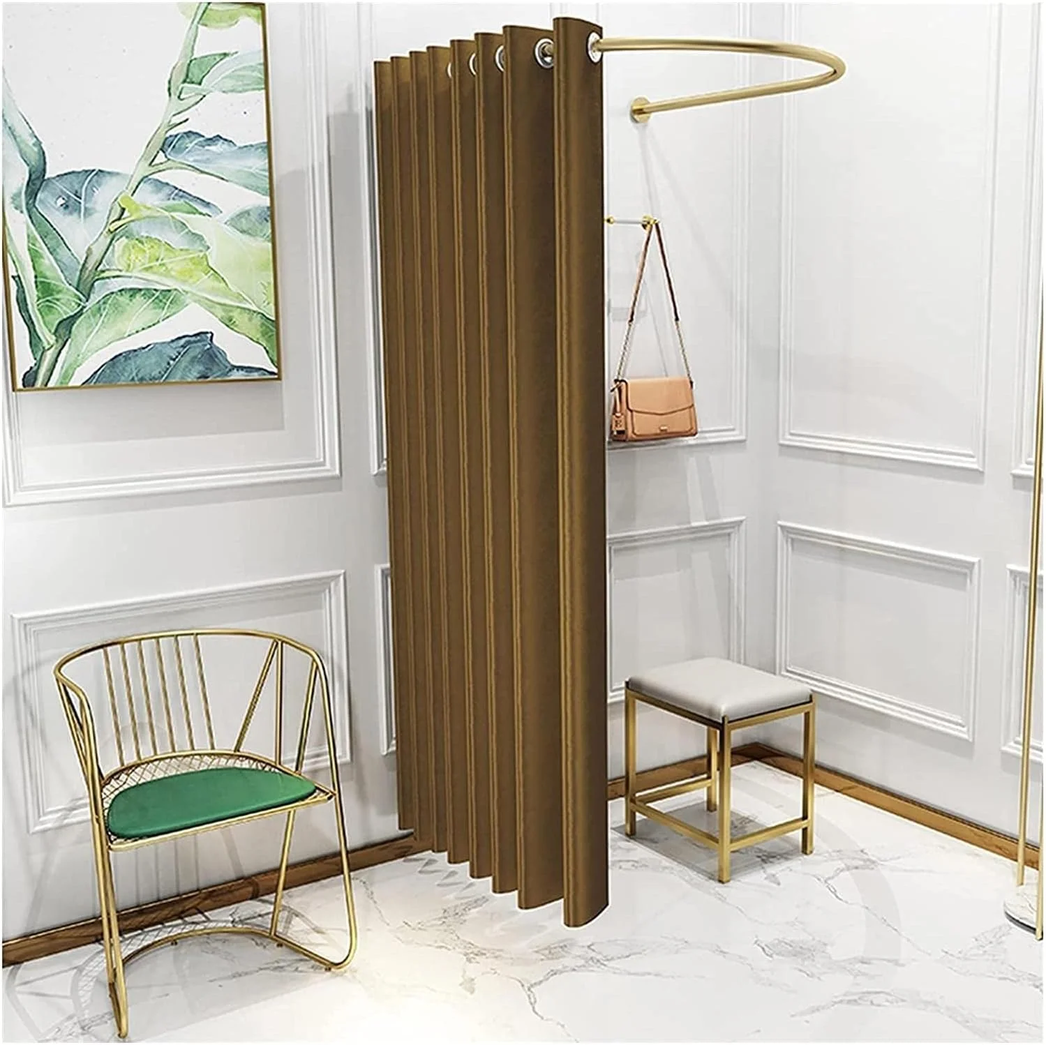 اتاق پرو قابل حمل، اتاق پرو فروشگاه لباس، قفسه نمایش لباس در اتاق تعویض، صفحه نمایش چادر پارتیشن برای حفظ حریم خصوصی، اتاق تعویض لباس قابل حمل با فلز U شکل، اتاق تعویض ساده