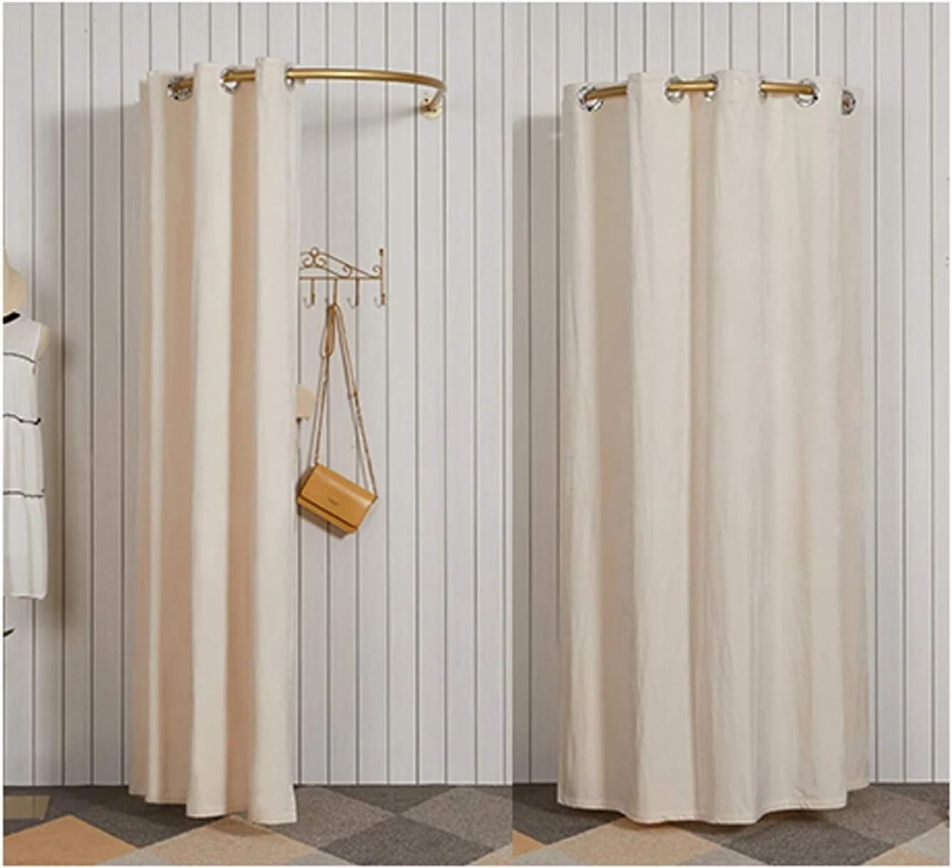 اتاق پرو U شکل، اتاق پرو ساده سایه آفتاب برای فعالیت های اداری و فضای باز، قاب ضخیم تر، مونتاژ آسان، اتاق پرو ساده با کیت پرده درب و قفسه فلزی، اتاق تاشو