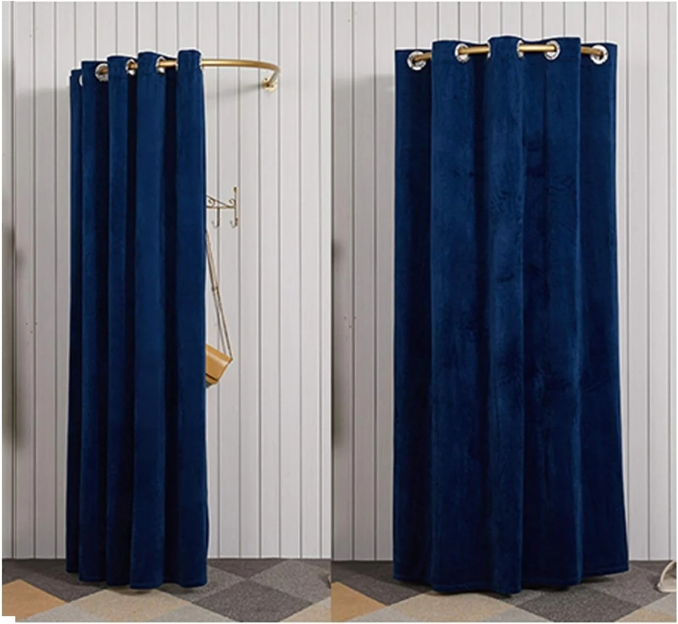 اتاق پرو U شکل، سایه بان ساده برای دفتر، فعالیت های خارج از منزل، قاب ضخیم تر، مونتاژ آسان، اتاق پرو ساده با کیت پرده درب و قفسه فلزی، اتاق تاشو