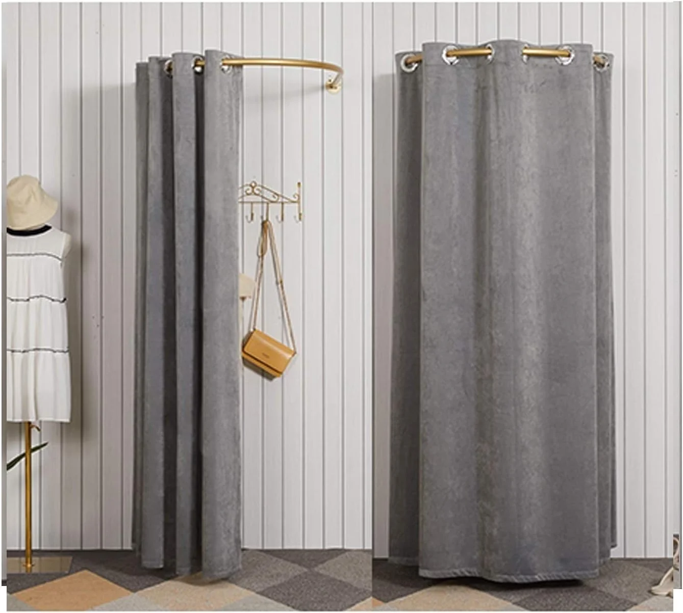 اتاق پرو U شکل، سایه بان ساده برای دفتر، فعالیت های خارج از منزل، قاب ضخیم تر، اتاق پرو ساده با نصب آسان به همراه کیت پرده درب و قفسه فلزی، اتاق تاشو