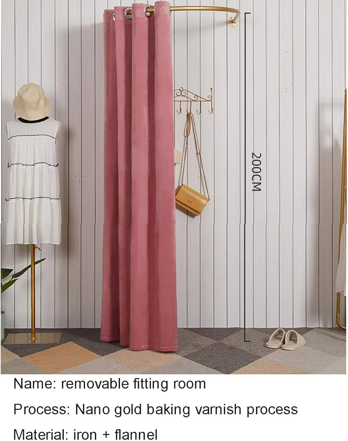 اتاق پرو U شکل، اتاق پرو ساده سایه انداز آفتاب برای فعالیت های اداری و فضای باز، قاب ضخیم تر، مونتاژ آسان، اتاق پرو ساده با کیت پرده درب و قفسه فلزی اتاق تاشو