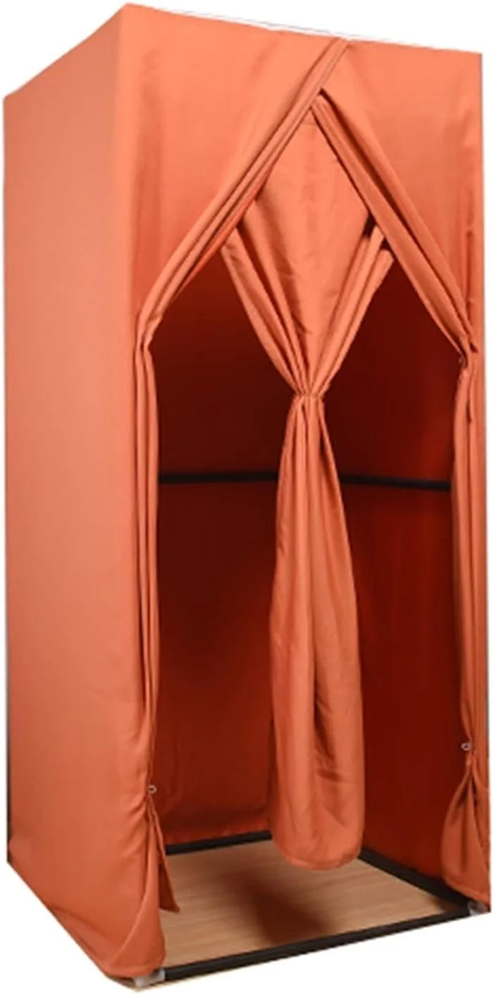 اتاق پرو مربعی ساده، اتاق رختکن قابل حمل، جنس دو طرفه، درجه سایه اندازی بالا و بادوام تر، اتاق پرو ساده با کیت پرده درب و قفسه فلزی، اتاق تاشو