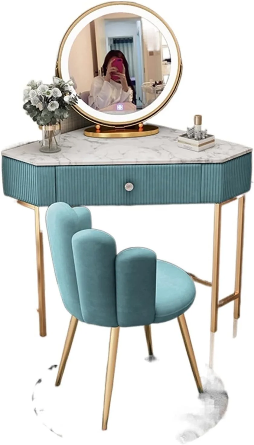 میز آرایش FBREDWS با نور، کمد مثلثی، مدرن، ساده، گوشه ای، کمد آپارتمانی کوچک، میز آرایش، مبلمان اتاق خواب (2)