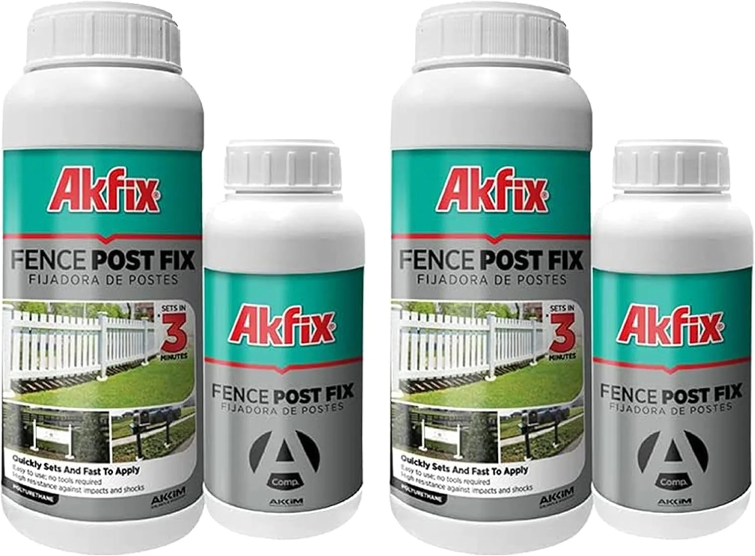 فوم بتن منبسط شونده دو جزئی Akfix برای پایه حصار - سیمان مایع و هیدرولیک، مخلوط بتن قوی و سریع گیر، جایگزین سیمان برای سوراخ های پایه، لنگرها و عرشه | بسته 2 عددی، کیت 703 میلی لیتری (2 بطری) فوم بتن منبسط شونده دو جزئی Akfix برای پایه حصار - سیمان مایع و هیدرولیک، مخلوط بتن قوی و سریع گیر، جایگزین سیمان برای سوراخ های پایه، لنگرها و عرشه | بسته 2 عددی، کیت 703 میلی لیتری (2 بطری)