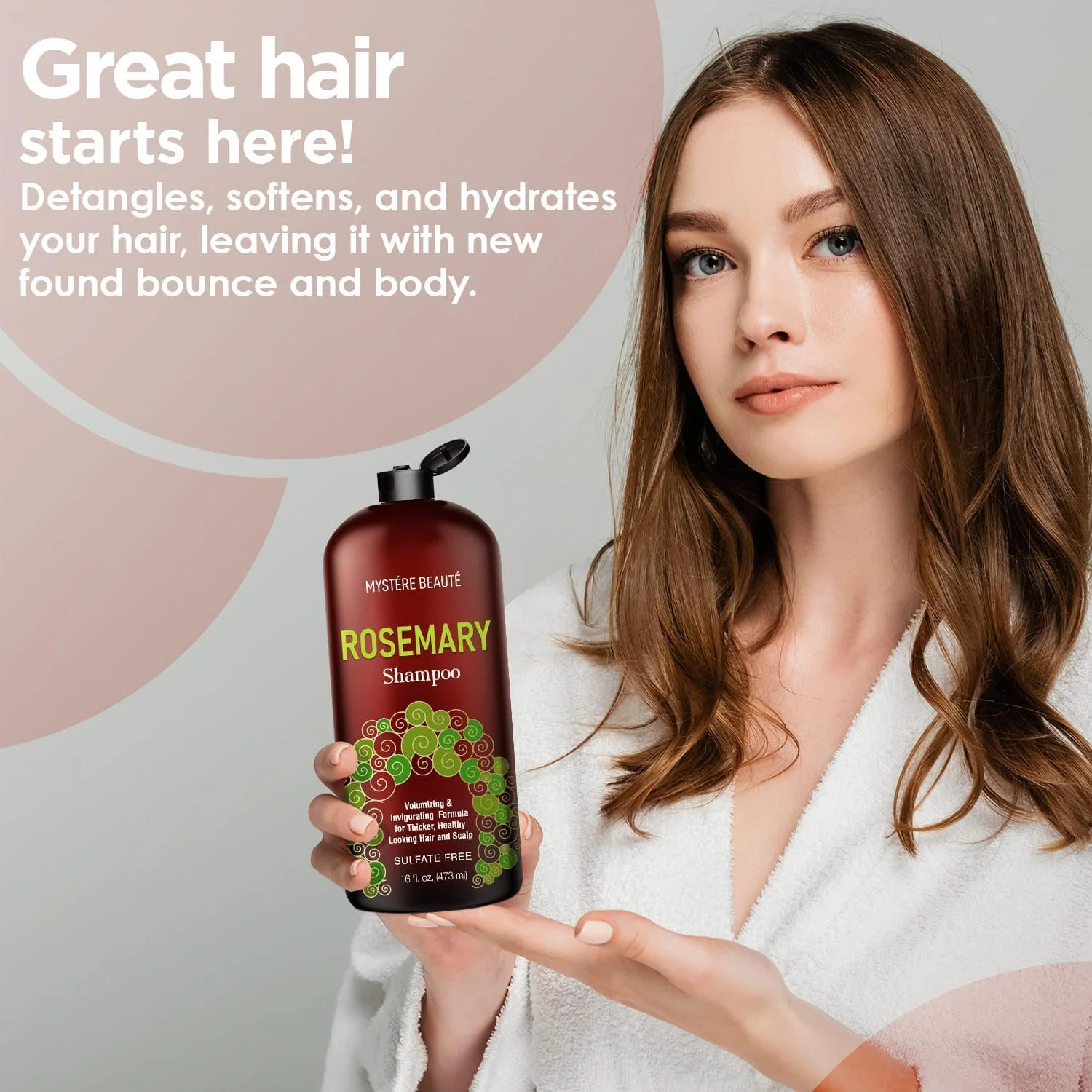 شامپو رزماری - شامپو رزماری ارگانیک برای رشد مو - تقویت کننده رشد مو و سلامت پوست سر - فرمول حجم دهنده برای موهای ضخیم تر و سالم تر - بدون سولفات و پارابن، برای آقایان و بانوان - 473 میلی لیتر