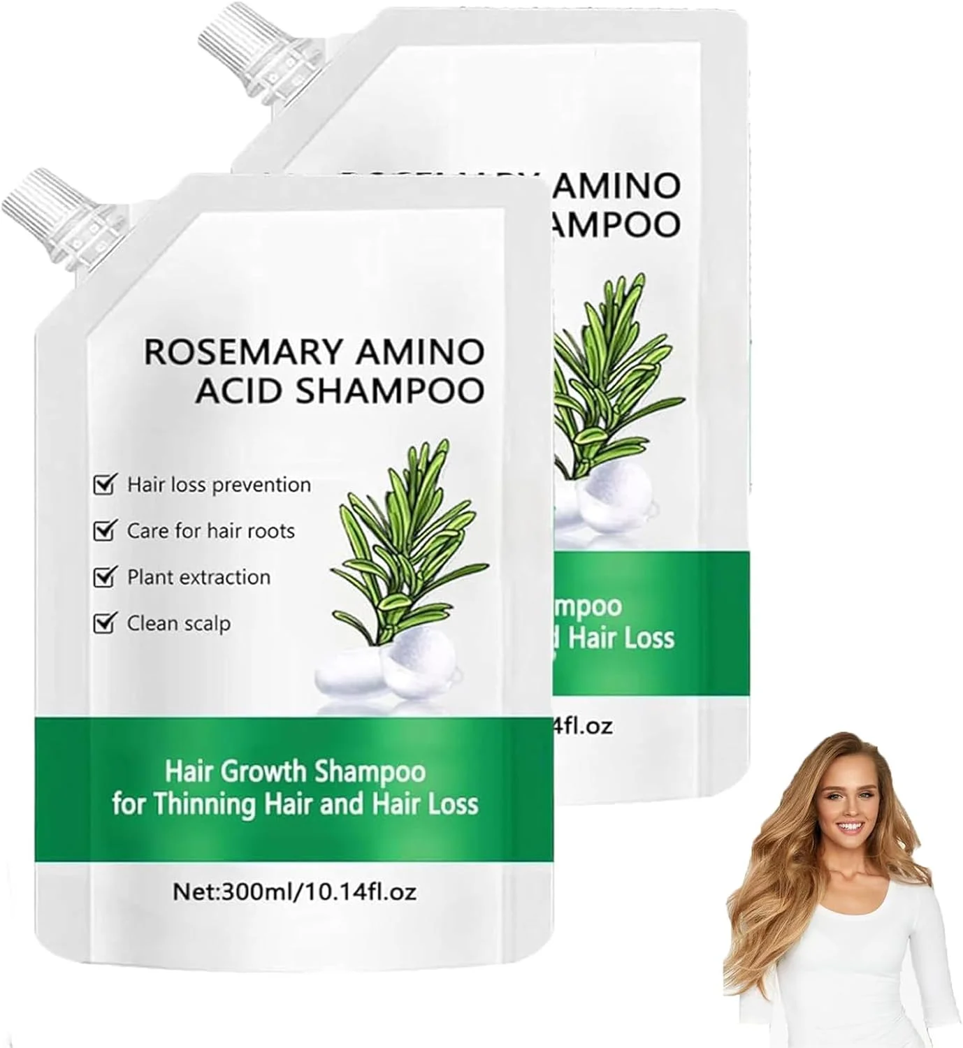 شامپو رزماری آمینو اسید، شامپو رزماری برای رشد مو، شامپوهای تقویت کننده با کراتین هیدرولیز شده، برای موهای نازک، جلوگیری از ریزش مو در زنان و مردان (2 عدد)