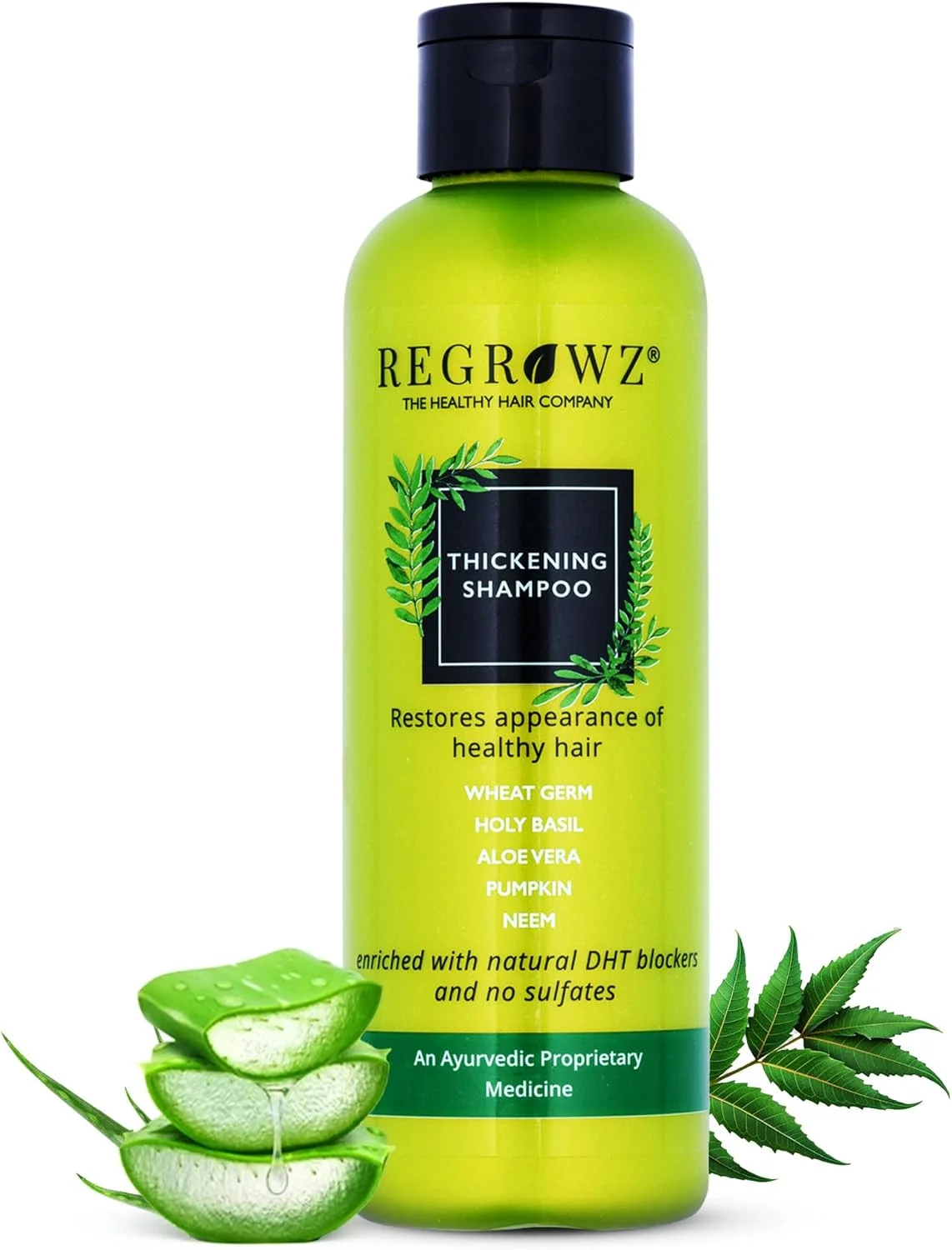شامپو ضخیم کننده مو Regrowz با عصاره جوانه گندم، ریحان مقدس و آلوئه ورا، بسته 225 میلی لیتری شامپو ضخیم کننده مو Regrowz با عصاره جوانه گندم، ریحان مقدس و آلوئه ورا، بسته 225 میلی لیتری