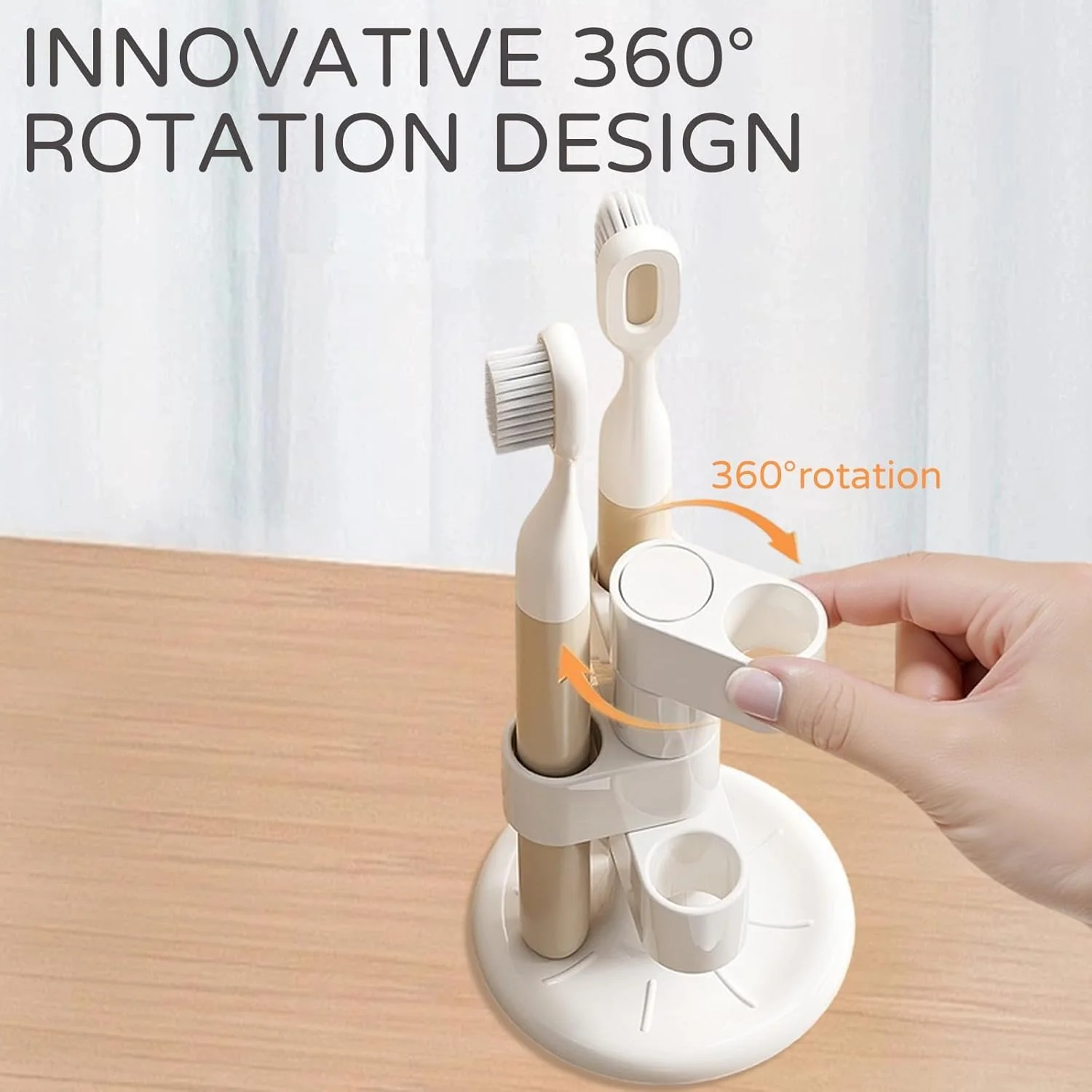 جا مسواکی جدید 2025، سازمان دهنده حمام با چرخش 360 درجه، جا مسواکی چند منظوره 4 اسلات برای سازماندهی میز روشویی حمام با سینی ایده آل برای خانه و هتل جا مسواکی جدید 2025، سازمان دهنده حمام با چرخش 360 درجه، جا مسواکی چند منظوره 4 اسلات برای سازماندهی میز روشویی حمام با سینی ایده آل برای خانه و هتل