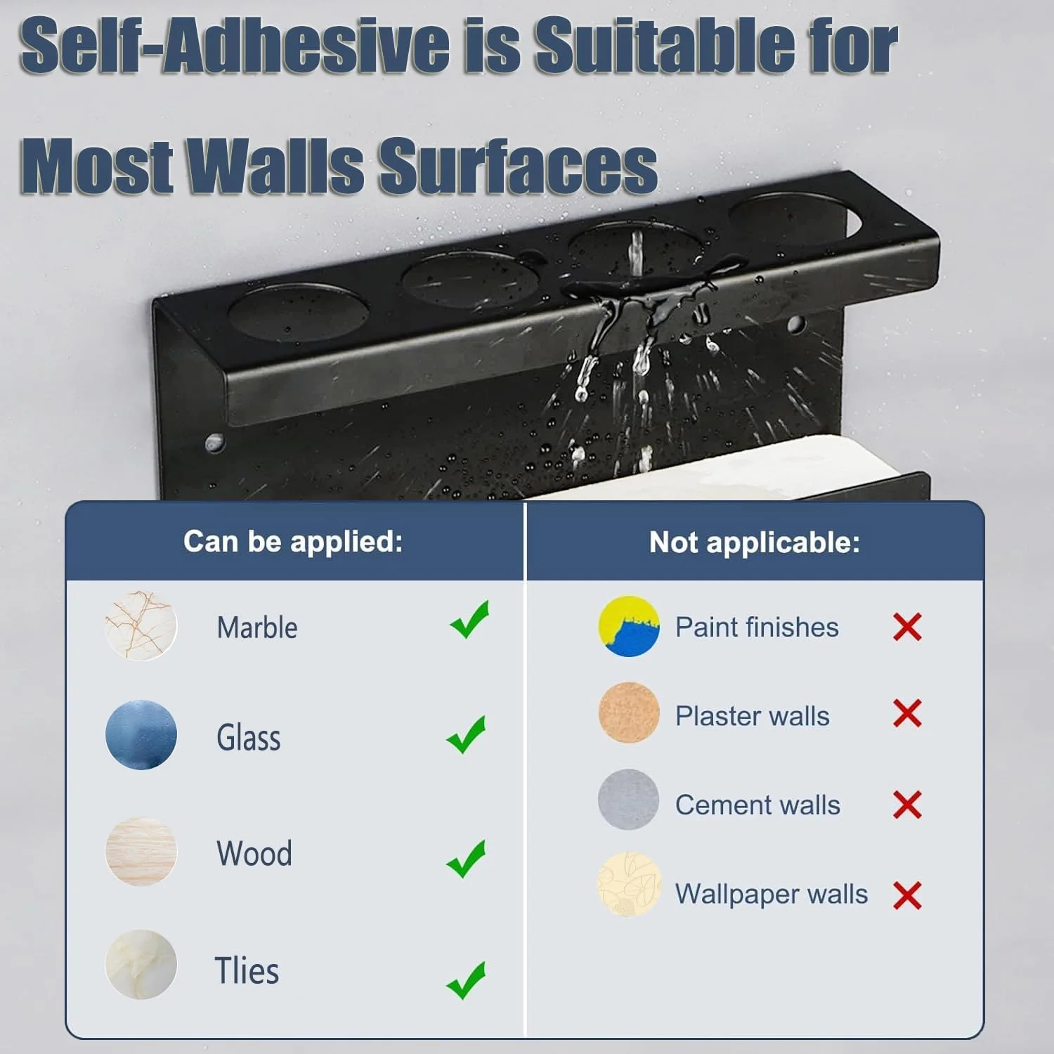 نگهدارنده مسواک برقی دیواری، دارای 4 محفظه جداشدنی، سینی دیاتومیت، نصب جهانی با چسب خودکار یا پیچ، لوازم جانبی حمام (مشکی) نگهدارنده مسواک برقی دیواری، دارای 4 محفظه جداشدنی، سینی دیاتومیت، نصب جهانی با چسب خودکار یا پیچ، لوازم جانبی حمام (مشکی)