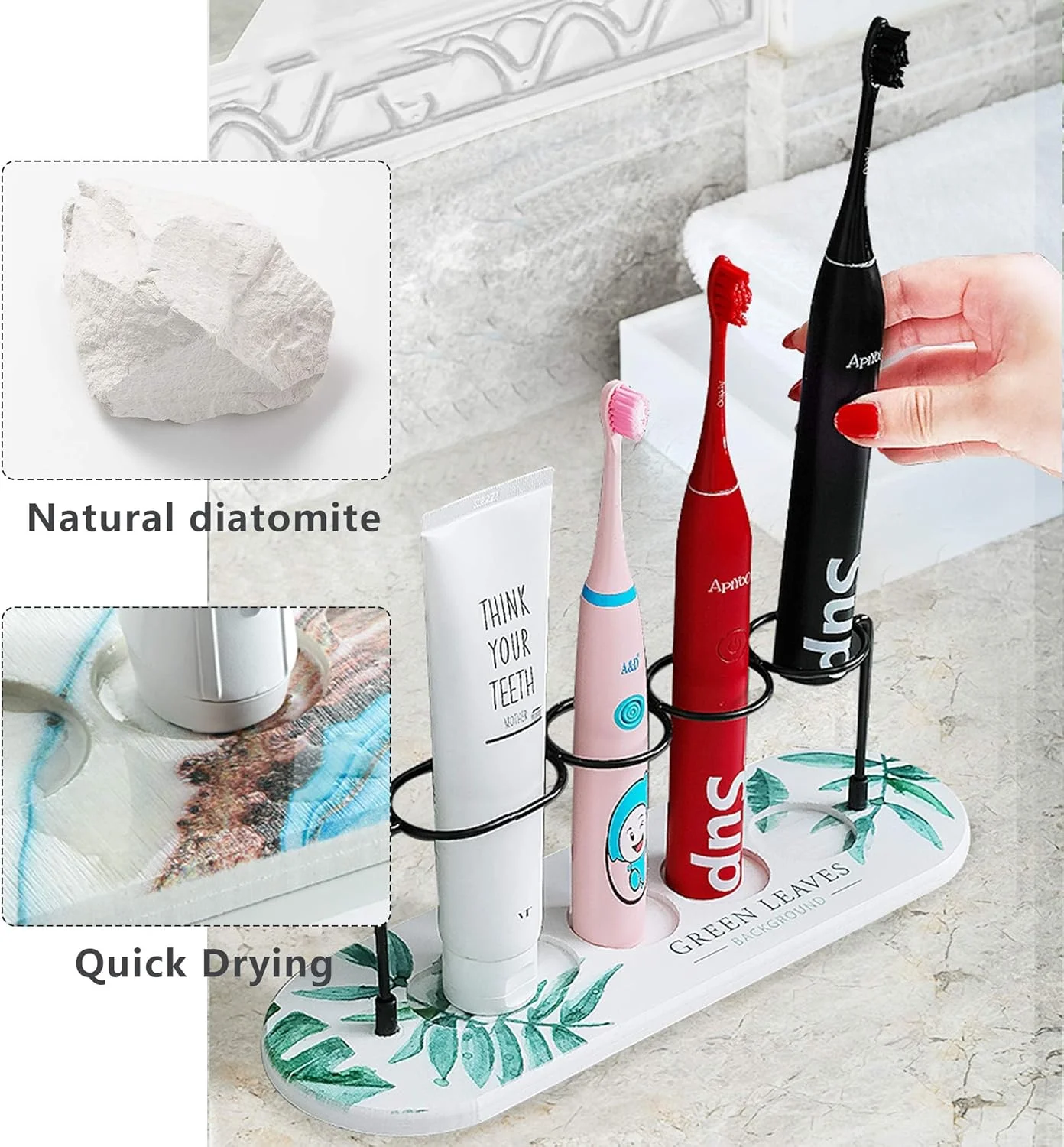 نگهدارنده مسواک برقی دیاتومیت، خشک کننده سریع برای پیشخوان روشویی حمام، سازمان دهنده سینک خشک فوری، نگهدارنده مسواک برقی سنگی جاذب آب (مدل A) نگهدارنده مسواک برقی دیاتومیت، خشک کننده سریع برای پیشخوان روشویی حمام، سازمان دهنده سینک خشک فوری، نگهدارنده مسواک برقی سنگی جاذب آب (مدل A)