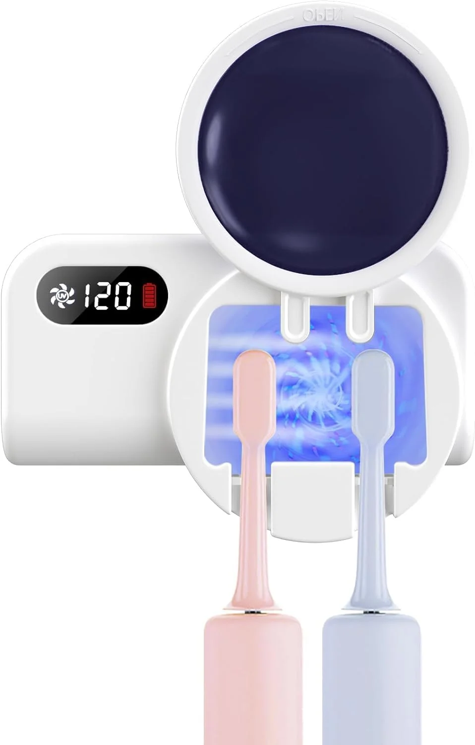 محفظه مسواک ضدعفونی کننده UV نالاکال، نگهدارنده مسواک کوچک قابل حمل، با عملکرد خشک کن فن، از بین برنده 99.9% میکروب ها، مناسب برای انواع مسواک های برقی و دستی، ویژگی ایمنی برای خانه و مسافرت