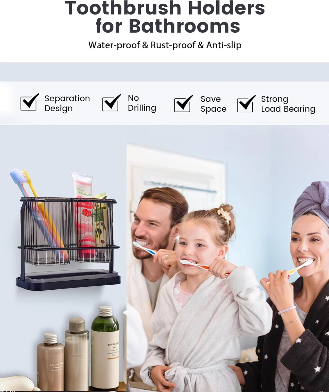 جا مسواکی، جا مسواکی استیل ضد زنگ برای دوش، سازمان دهنده جداشدنی بدون نیاز به سوراخ کاری، جا مسواکی دیواری 2 فنجانی، جداسازی خشک و مرطوب، برای خمیر دندان حمام، آشپزخانه جا مسواکی، جا مسواکی استیل ضد زنگ برای دوش، سازمان دهنده جداشدنی بدون نیاز به سوراخ کاری، جا مسواکی دیواری 2 فنجانی، جداسازی خشک و مرطوب، برای خمیر دندان حمام، آشپزخانه