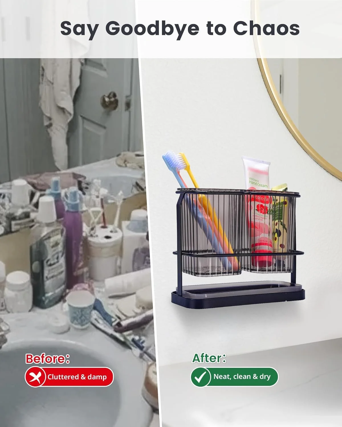 جا مسواکی، جا مسواکی استیل ضد زنگ برای دوش، سازمان دهنده جداشدنی بدون نیاز به سوراخ کاری، جا مسواکی دیواری 2 فنجانی، جداسازی خشک و مرطوب، برای خمیر دندان حمام، آشپزخانه جا مسواکی، جا مسواکی استیل ضد زنگ برای دوش، سازمان دهنده جداشدنی بدون نیاز به سوراخ کاری، جا مسواکی دیواری 2 فنجانی، جداسازی خشک و مرطوب، برای خمیر دندان حمام، آشپزخانه