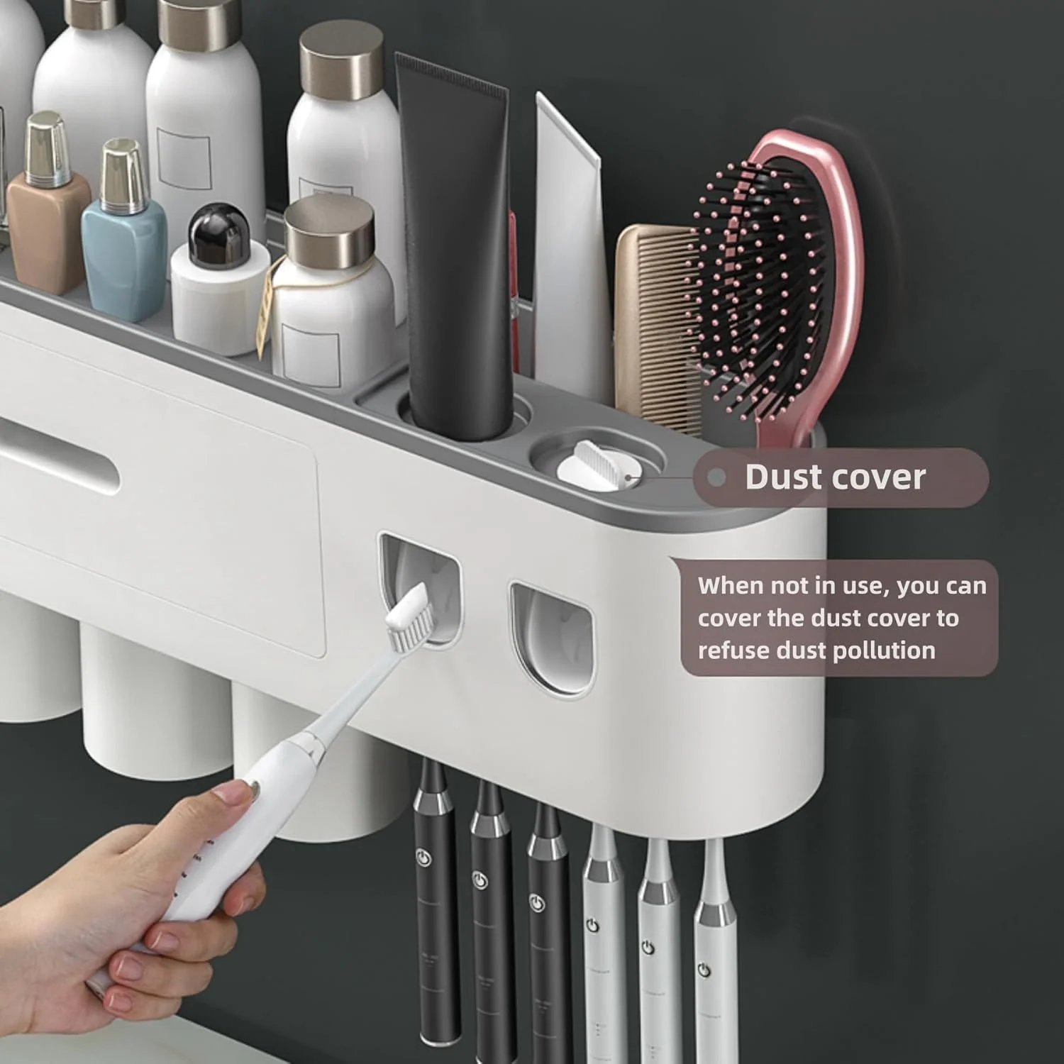 جا مسواکی NALACAL، قفسه حمام، جا مسواکی دیواری بدون نیاز به سوراخکاری با 2 عدد خمیر دندان پخش کن اتوماتیک، 6 آویز مسواک، 2 فنجان مغناطیسی، 1 کشو لوازم آرایشی و 1 محفظه بزرگ جا مسواکی NALACAL، قفسه حمام، جا مسواکی دیواری بدون نیاز به سوراخکاری با 2 عدد خمیر دندان پخش کن اتوماتیک، 6 آویز مسواک، 2 فنجان مغناطیسی، 1 کشو لوازم آرایشی و 1 محفظه بزرگ