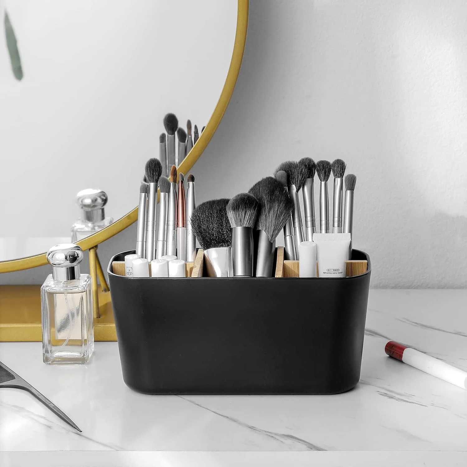 جا مسواکی برای حمام، جا مسواکی جداشدنی با جداکننده قابل تنظیم، جا مسواکی و تیغ برای تیغ، سواب پنبه ای، نخ دندان، پیشخوان، روشویی، آرایش، دفتر