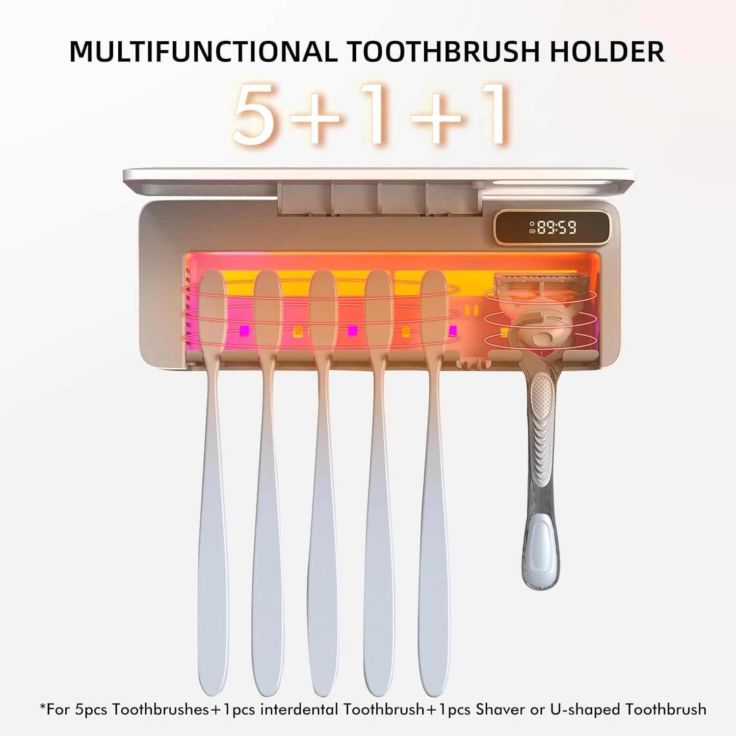 نگهدارنده مسواک UV قابل شارژ NALACAL، سازمان دهنده مسواک دیواری 5+1+1 با عملکردهای گرمایشی، بدون نیاز به سوراخ کاری، نگهدارنده مسواک قابل حمل برای حمام (سفید) نگهدارنده مسواک UV قابل شارژ NALACAL، سازمان دهنده مسواک دیواری 5+1+1 با عملکردهای گرمایشی، بدون نیاز به سوراخ کاری، نگهدارنده مسواک قابل حمل برای حمام (سفید)