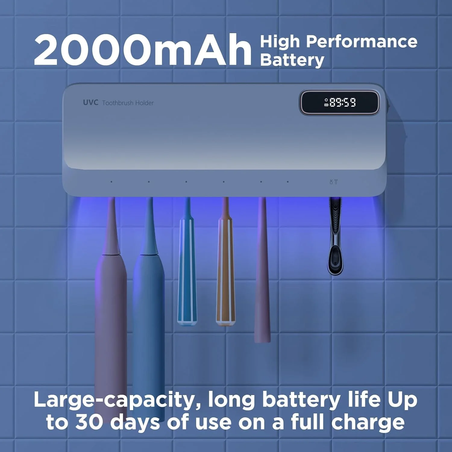 نگهدارنده مسواک UV قابل شارژ NALACAL، سازمان دهنده مسواک دیواری 5+1+1 با عملکردهای گرمایشی، بدون نیاز به سوراخ کاری، نگهدارنده مسواک قابل حمل برای حمام (سفید) نگهدارنده مسواک UV قابل شارژ NALACAL، سازمان دهنده مسواک دیواری 5+1+1 با عملکردهای گرمایشی، بدون نیاز به سوراخ کاری، نگهدارنده مسواک قابل حمل برای حمام (سفید)