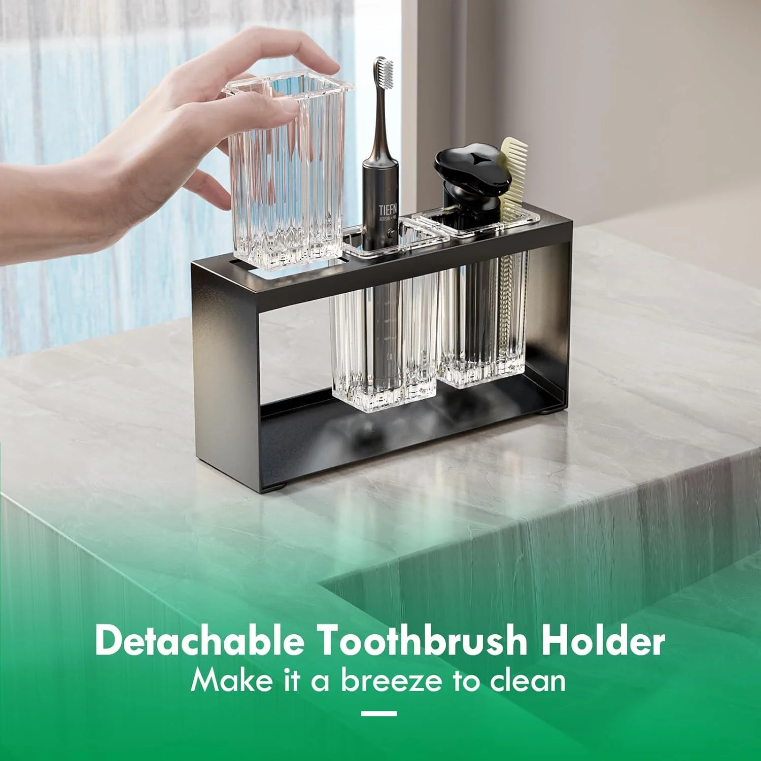 جا مسواکی نالاکال برای حمام، جا مسواکی جداشدنی با 3 جایگاه، ست نگهدارنده مسواک و خمیر دندان برای نگهداری لوازم جانبی روی میز، سازمان دهنده حمام، مشکی جا مسواکی نالاکال برای حمام، جا مسواکی جداشدنی با 3 جایگاه، ست نگهدارنده مسواک و خمیر دندان برای نگهداری لوازم جانبی روی میز، سازمان دهنده حمام، مشکی