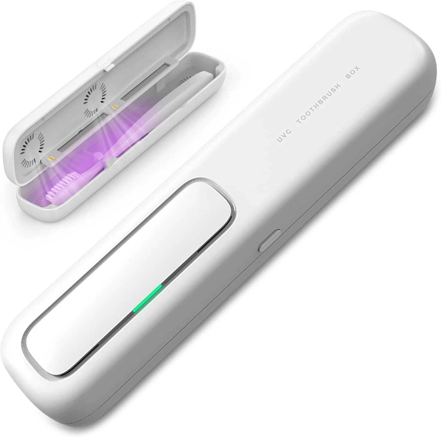 محفظه تمیز کننده مسواک با اشعه ماوراء بنفش، نگهدارنده مسواک ضدعفونی کننده، جعبه مسافرتی قابل حمل مسواک با خشک کن فن دار و گرم کننده، نگهدارنده مسواک قابل شارژ برای سفر کاری و منزل