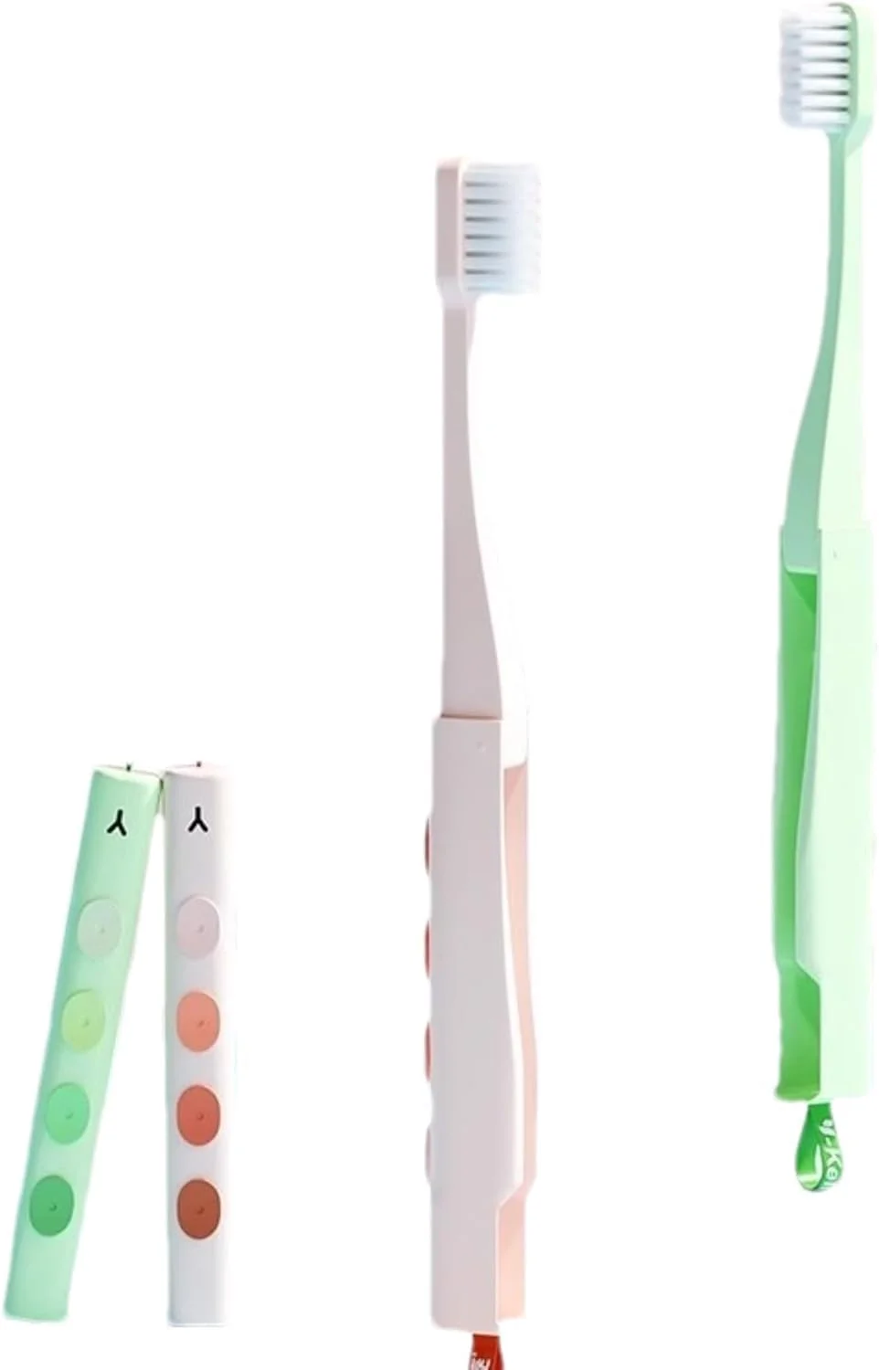 ست مسواک تاشو قابل حمل، مسواک های کوچک مسافرتی با جعبه محافظ، برس نرم برای بزرگسالان و کودکان، ایده آل برای کمپینگ، پیاده روی، مدرسه، خانه و سفرهای کاری (صورتی و سبز)