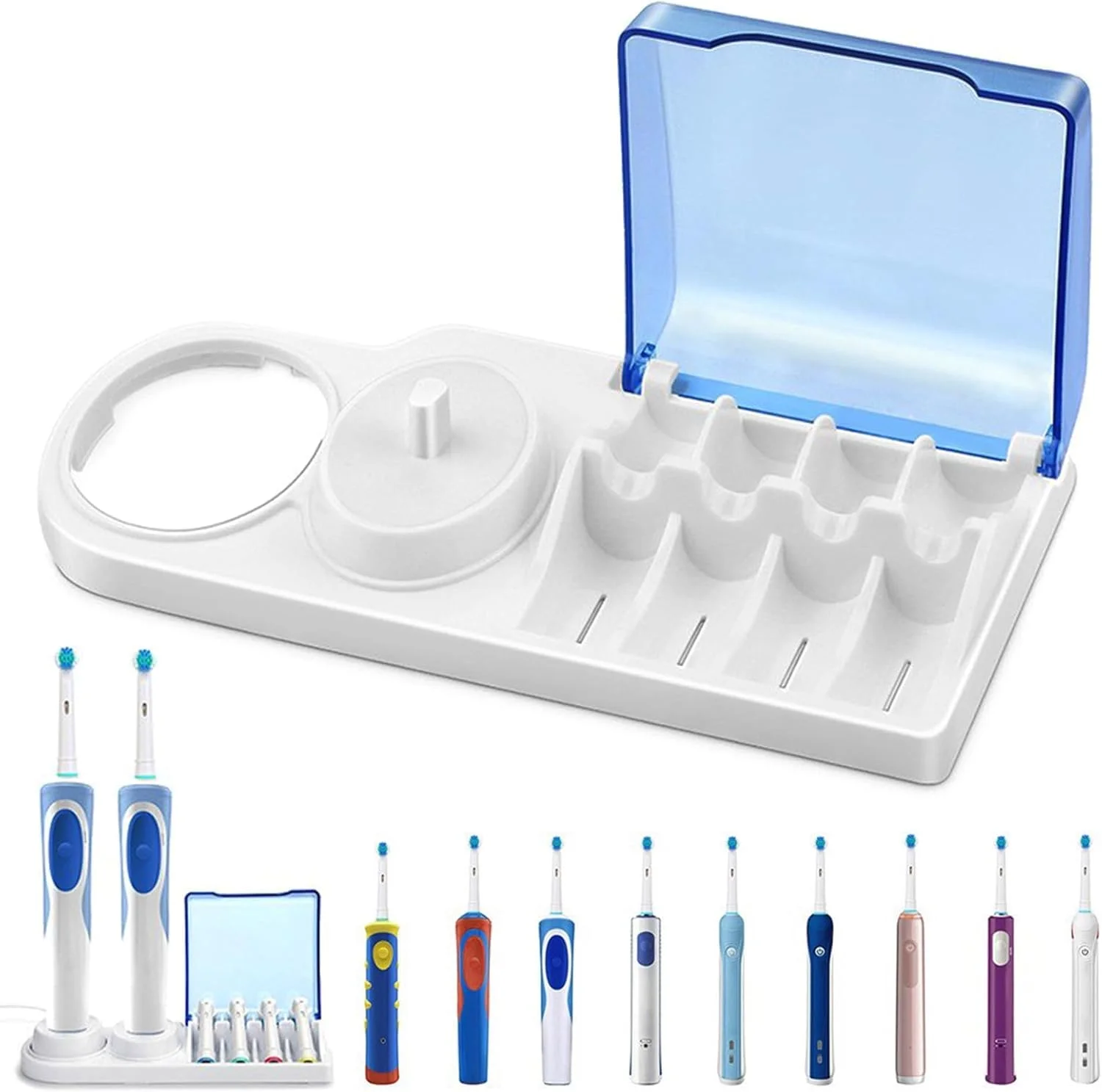 پایه نگهدارنده مسواک برقی، پایه جایگزین سازگار با مسواک برقی Oral B، دارای جایگاه پایه و نگهدارنده سری، نگهدارنده مسواک برقی برای حمام اصلی، مهمان، کودک، خوابگاه دانشجویی