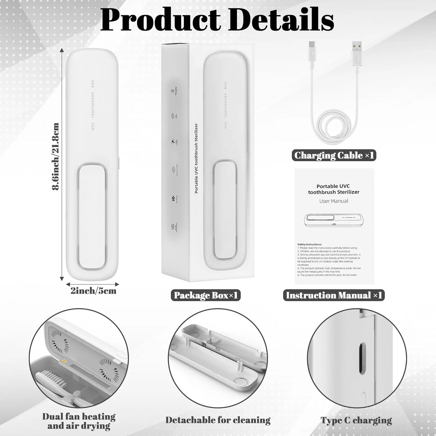 محفظه تمیز کننده مسواک با اشعه ماوراء بنفش، نگهدارنده مسواک ضدعفونی کننده، جعبه مسافرتی قابل حمل مسواک با خشک کن فن دار و گرم کننده، نگهدارنده مسواک قابل شارژ برای سفر کاری و منزل محفظه تمیز کننده مسواک با اشعه ماوراء بنفش، نگهدارنده مسواک ضدعفونی کننده، جعبه مسافرتی قابل حمل مسواک با خشک کن فن دار و گرم کننده، نگهدارنده مسواک قابل شارژ برای سفر کاری و منزل