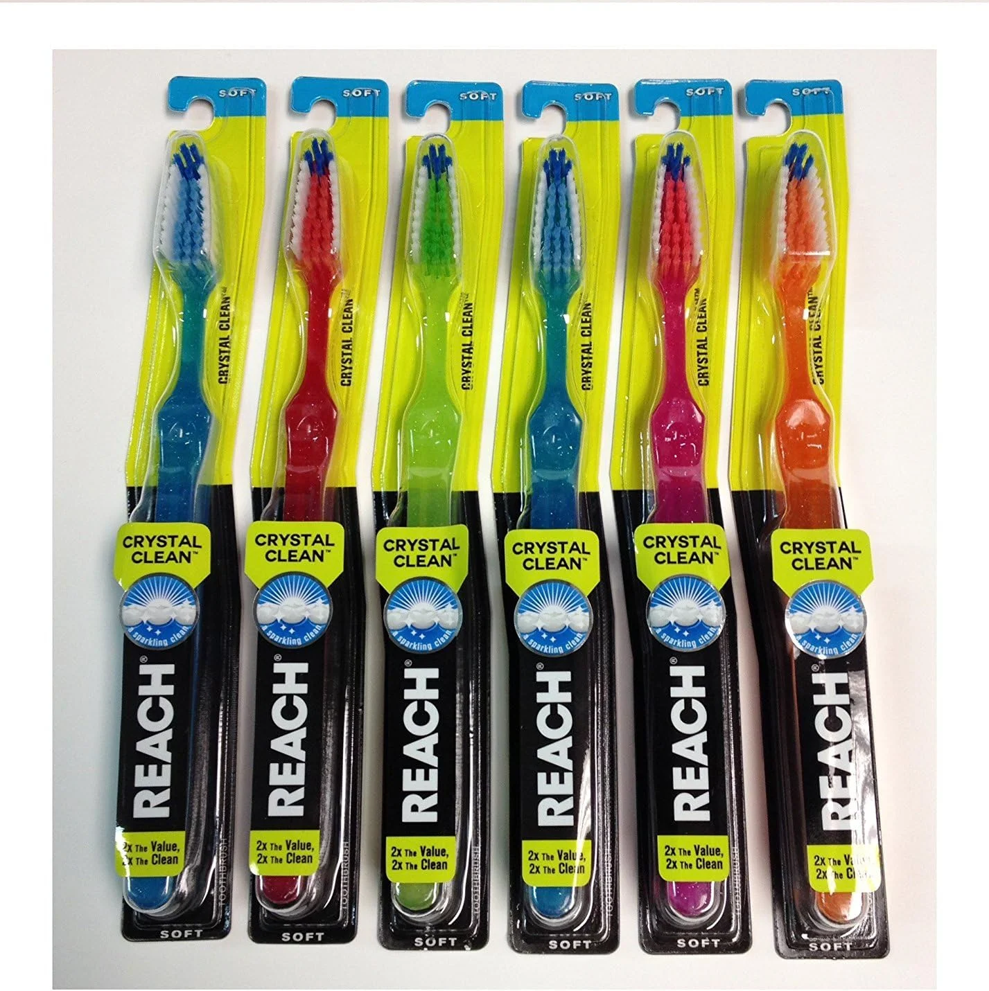 مسواک سافت کریستال کلین ریچ، سایز بزرگسال، 6 عددی