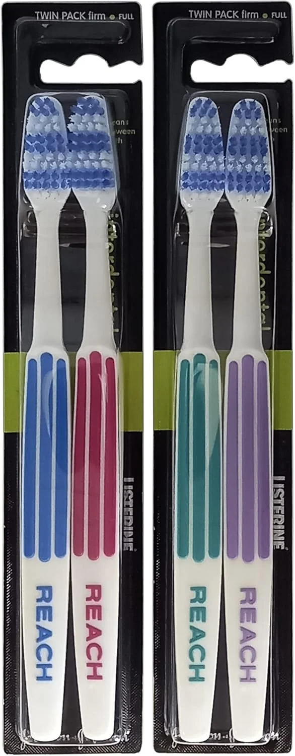 مسواک بین دندانی سخت ریچ مدل Essential Care، بسته دوتایی x 2، مسواک با سر کامل و برس های سخت، مسواک دستی، رنگ های متنوع، بسته چندتایی، مراقبت روزانه از مینای دندان