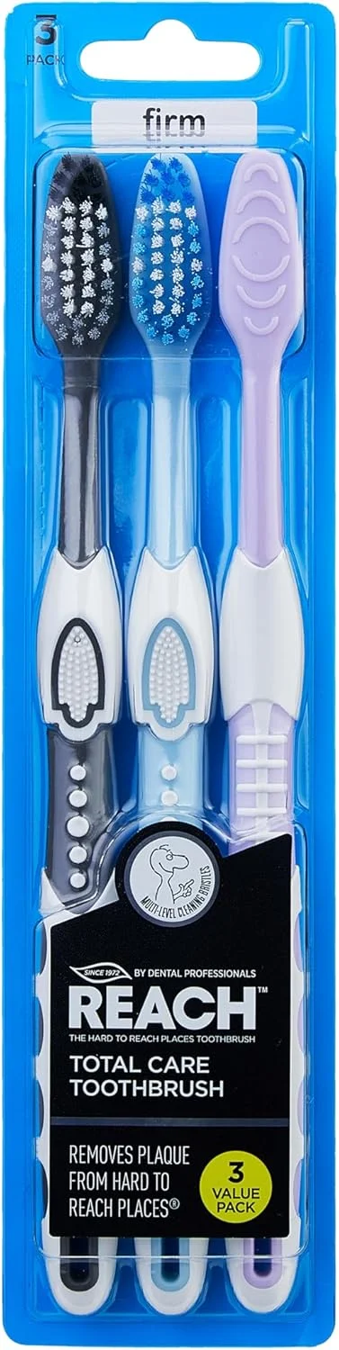 مسواک ریچ توتال کر با برس سفت، بسته 3 عددی - دسته ارگونومیک برای تمیزی برتر