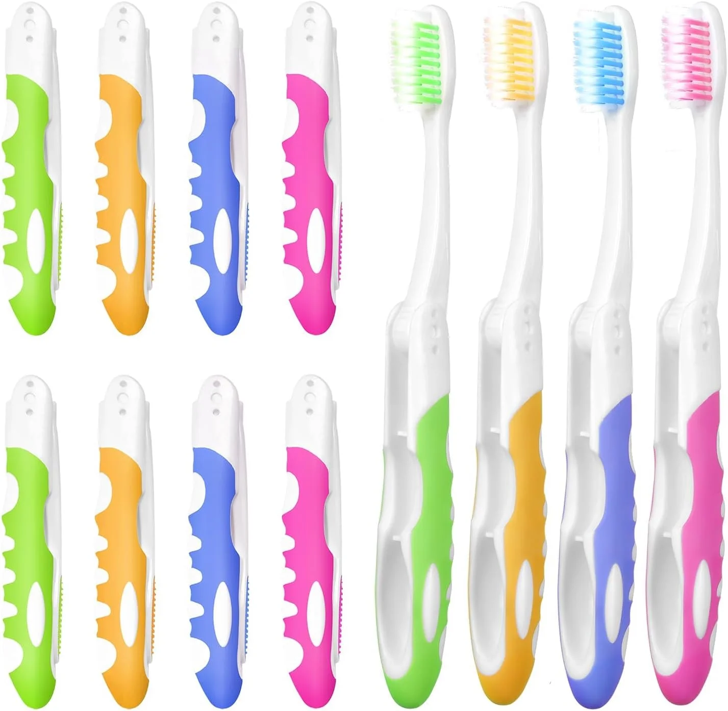 مسواک تاشو مسافرتی، با برس نرم متوسط، قابل حمل و تاشو، طراحی ارگونومیک، مسواک یکبار مصرف مسافرتی، برای پیاده روی، مسافرت، مدرسه و لوازم خانه (12 عدد)