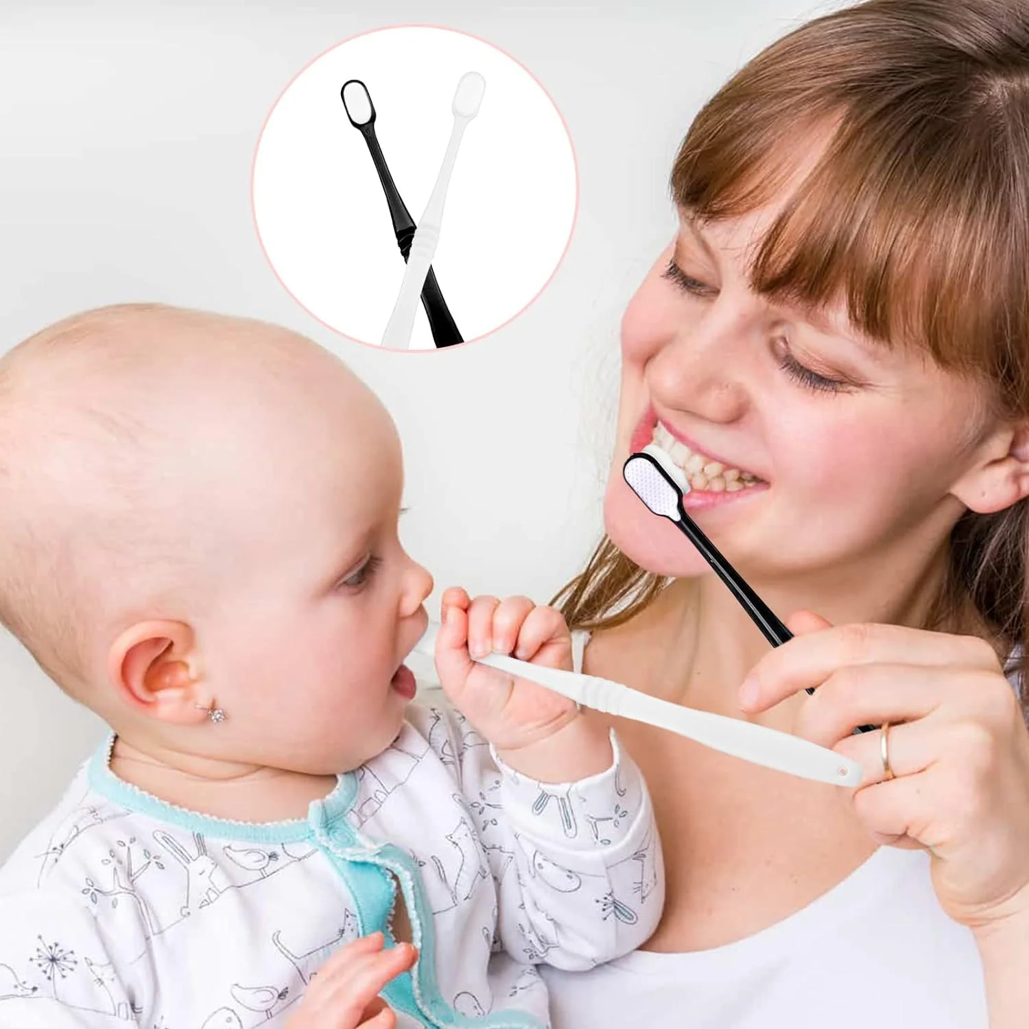 مسواک دستی نرم میکرو نانو، 6 عدد مسواک فوق العاده نرم، با 10000 تار، اثر پاک کنندگی خوب، برای لثه های حساس و تحلیل لثه، هدیه ای عالی (آبی، صورتی، مشکی، سفید)