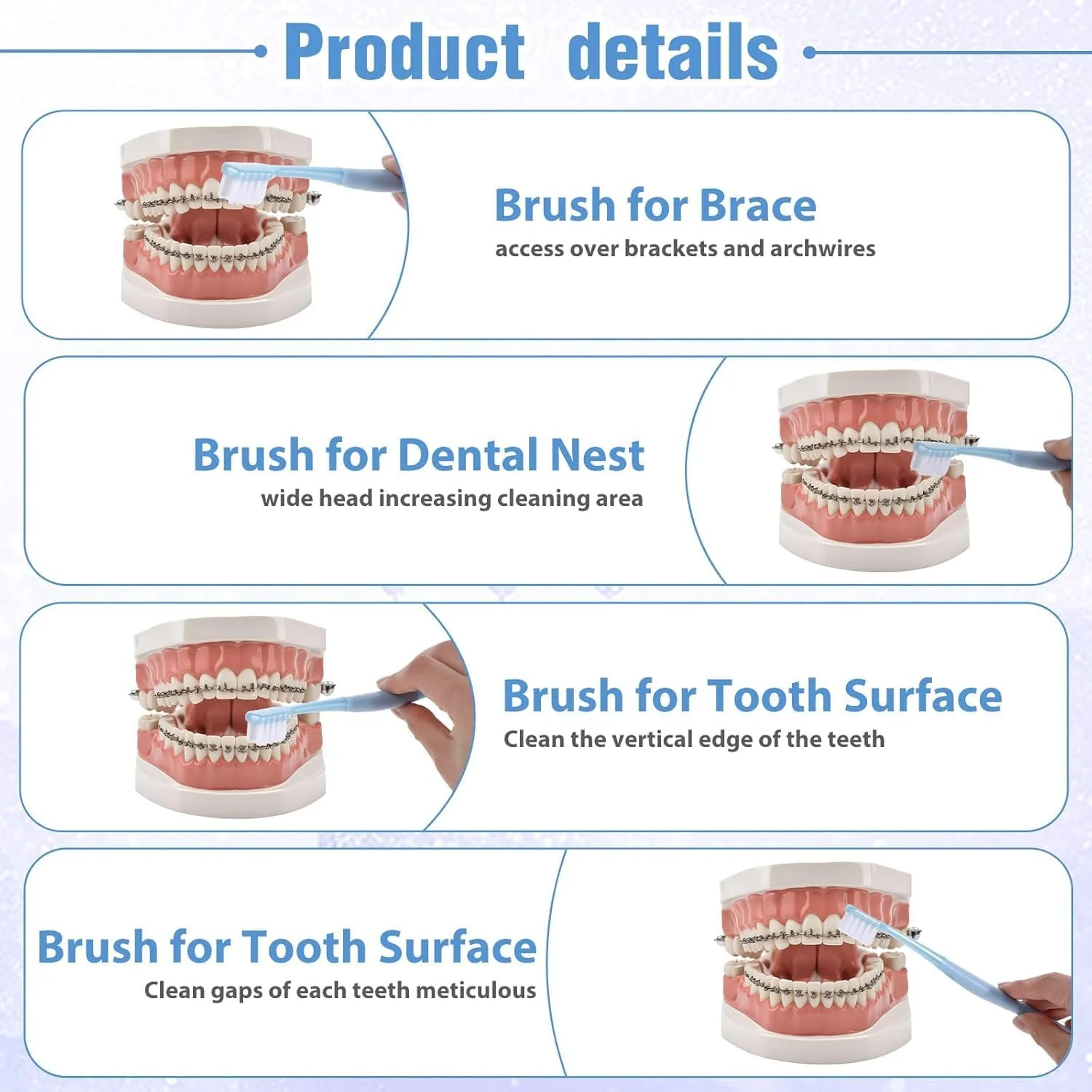 مسواک ارتودنسی V شکل، برس دندانی برای سیم ارتودنسی، برای کودکان/نوجوانان/بزرگسالان، برای دندان های حساس، برای لثه های ظریف، برس نرم، مسواک برای ارتودنسی، با تمیز کننده زبان، آبی، 4 عدد مسواک ارتودنسی V شکل، برس دندانی برای سیم ارتودنسی، برای کودکان/نوجوانان/بزرگسالان، برای دندان های حساس، برای لثه های ظریف، برس نرم، مسواک برای ارتودنسی، با تمیز کننده زبان، آبی، 4 عدد
