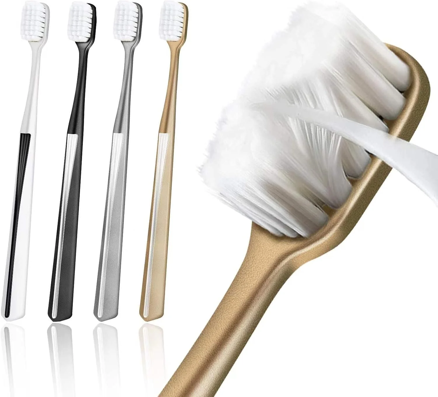 مسواک نانو فوق العاده نرم، برای دندان ها و لثه های حساس، مسواک ابریشمی فوق العاده نرم برای بزرگسالان و افراد دارای ارتودنسی، اثر پاک کنندگی خوب، برای تحلیل لثه دهان و دندان های حساس (4 عدد)