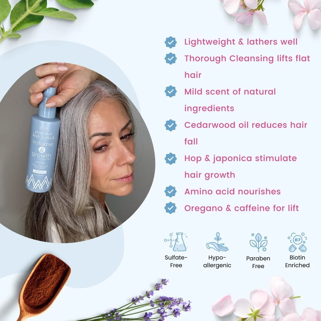 شامپو پرایم هیر لاش اِن تیک پرایم پرومتیکس برای بانوان بالغ - غنی شده با بیوتین، بدون سولفات و پارابن با مواد تقویت کننده رشد مو - حجم دهنده، آبرسان شامپو پرایم هیر لاش اِن تیک پرایم پرومتیکس برای بانوان بالغ - غنی شده با بیوتین، بدون سولفات و پارابن با مواد تقویت کننده رشد مو - حجم دهنده، آبرسان