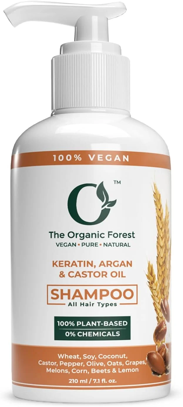 شامپو کراتین 100% گیاهی، روغن کرچک و روغن آرگان مراکشی - شامپو ارگانیک بدون سولفات و مواد شیمیایی برای موهای بدون وز، براق و صاف | وگان و بدون تست حیوانی شامپو کراتین 100% گیاهی، روغن کرچک و روغن آرگان مراکشی - شامپو ارگانیک بدون سولفات و مواد شیمیایی برای موهای بدون وز، براق و صاف | وگان و بدون تست حیوانی