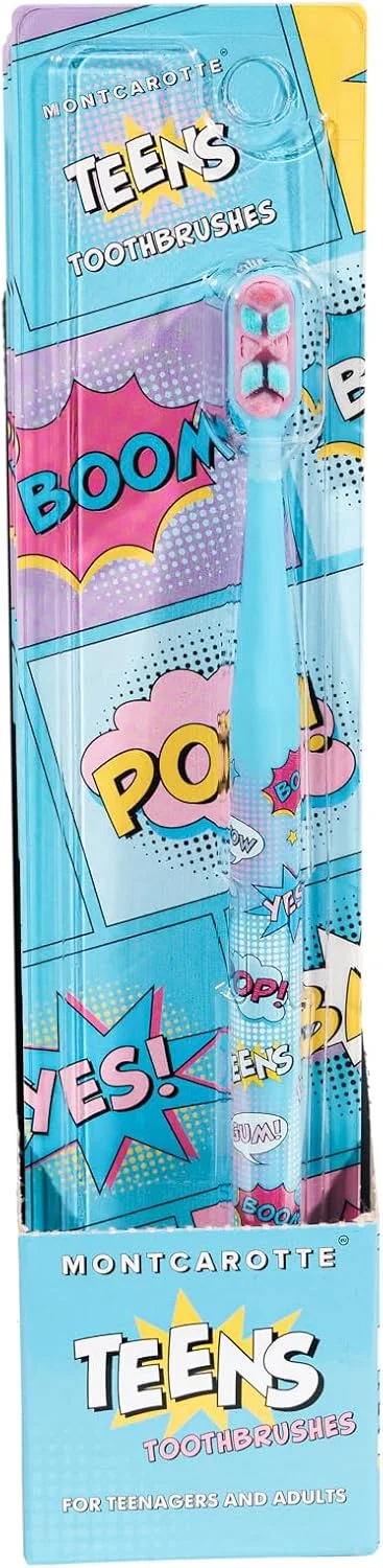 مسواک نوجوانان MontCarotte، مناسب برای ارتودنسی (آبی)