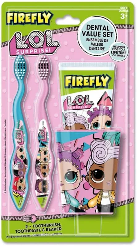 ست بهداشت دهان و دندان فایرفلای LOL Surprise - مسواک، خمیر دندان و لیوان برای سنین 3 سال به بالا
