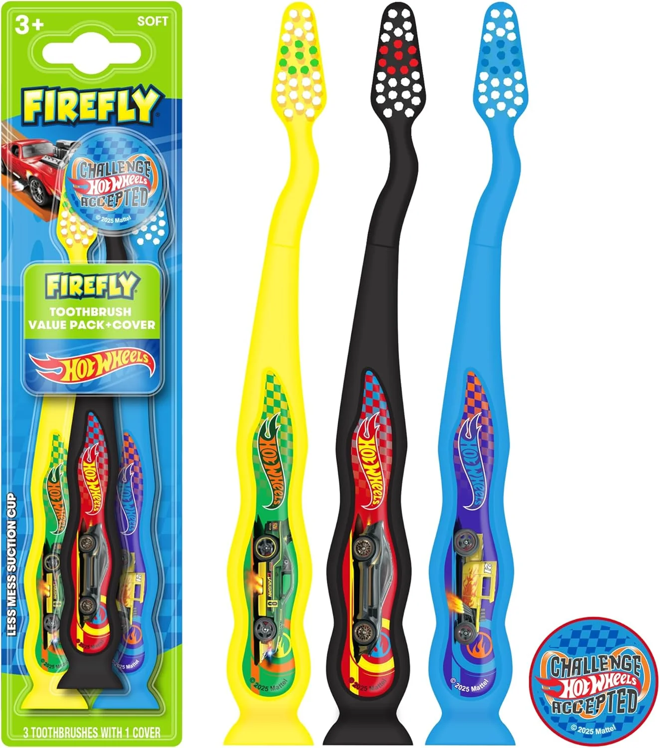 مسواک کودکانه فایرفلای هات ویلز، برس نرم، مناسب برای کودکان 3 سال به بالا، 3 عدد